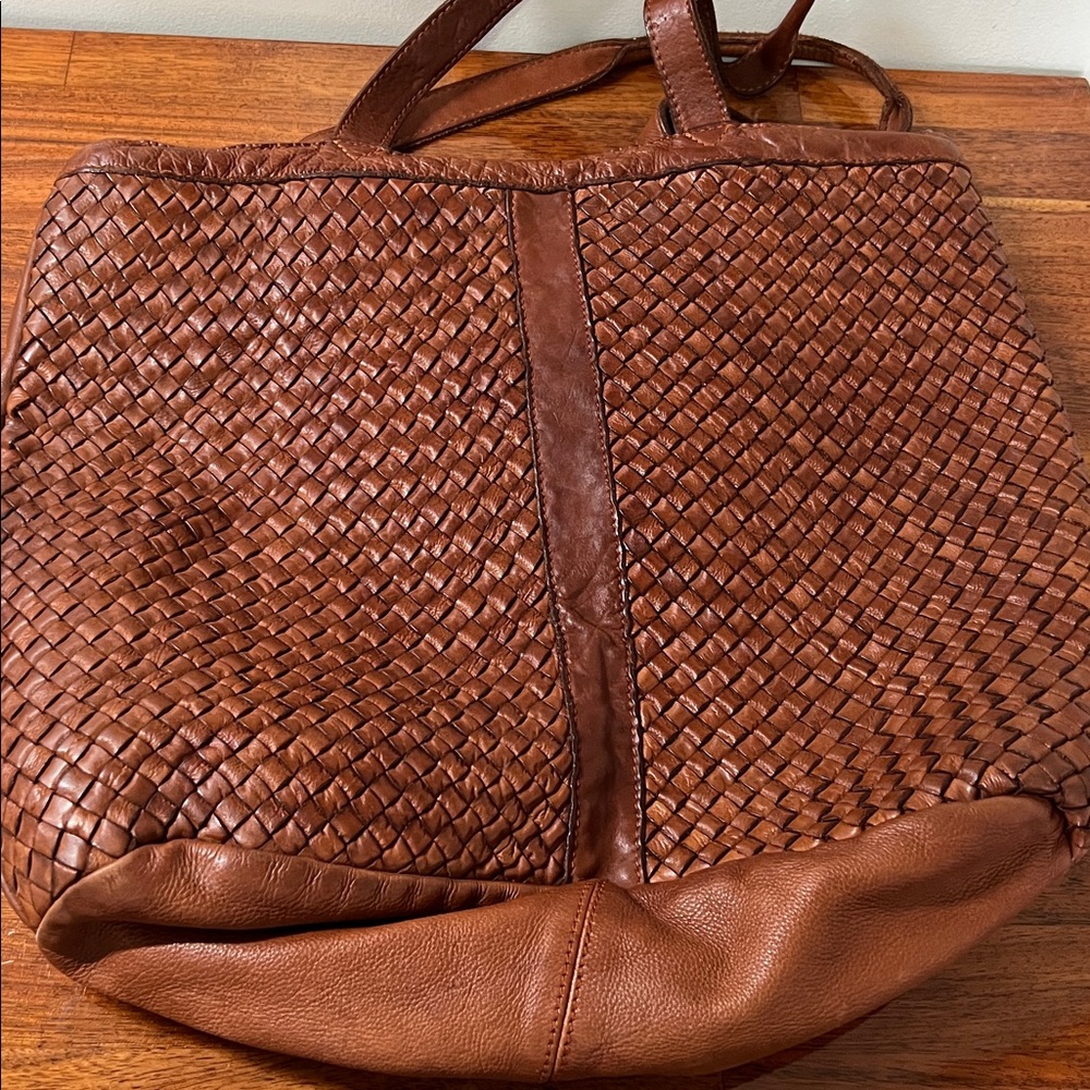 Chic Brown Woven Tote Bag